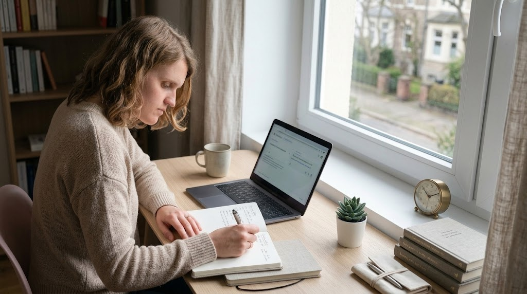Julie Simoens aan het werk